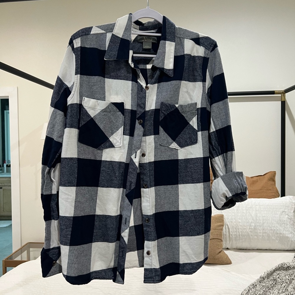 Navy Buffalo plaid button up
